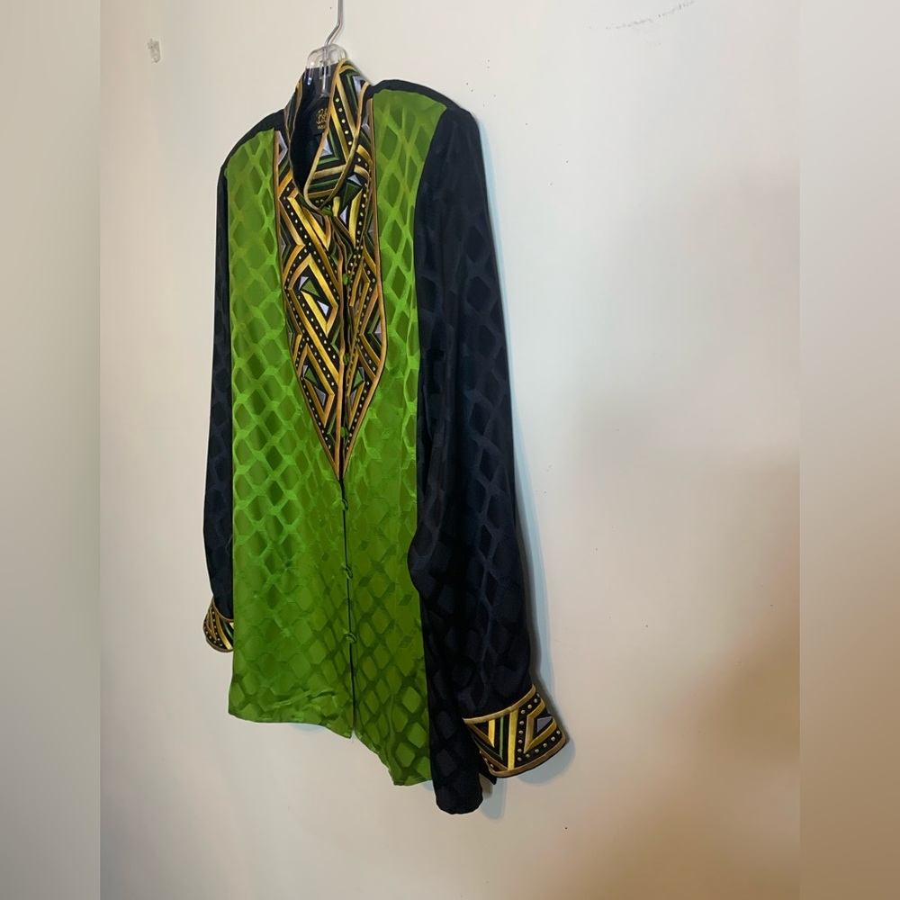 Bob Mackie Silk Wearable Art Long Sleeve Blouse / Jacket Sz M - Picture 9 of 12